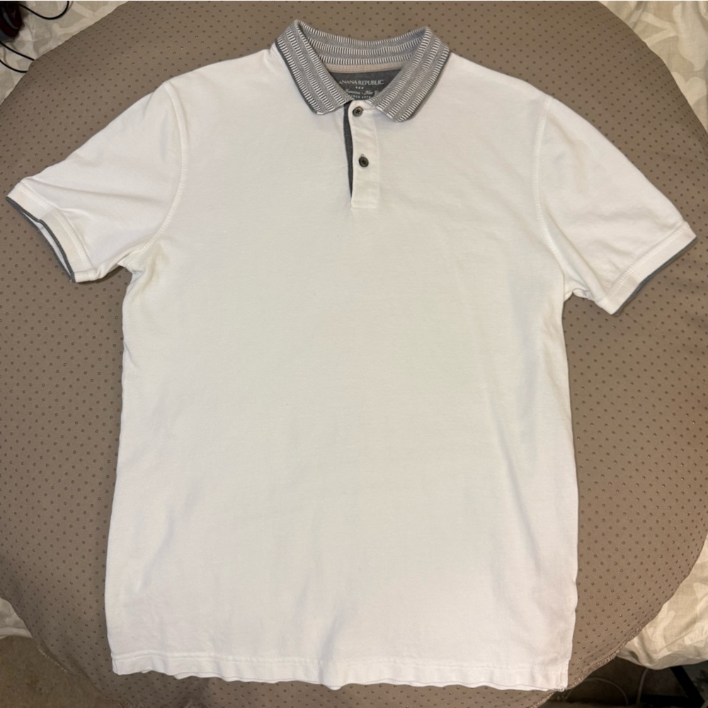 Banana Republic White / Gray Polo Size Medium